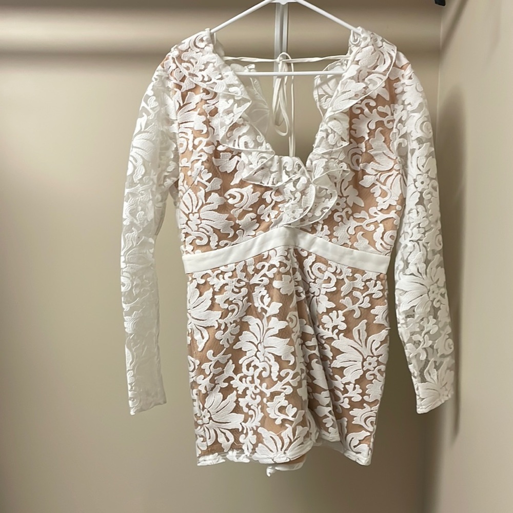 Missguided white romper with sleeves